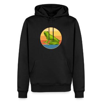 Niedlicher Frosch Vintage Retro Sonnenuntergang Tierliebhaber - Männer Premium Bio Hoodie - Schwarz - Vorne - Nico (187cm)