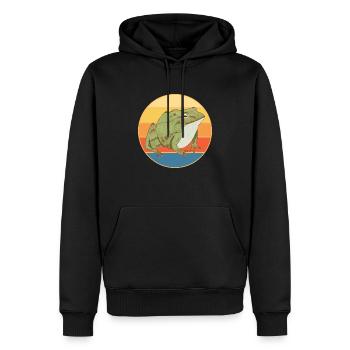 Niedlicher Frosch Vintage Retro Sonnenuntergang Tierliebhaber - Männer Premium Bio Hoodie - Schwarz - Vorne - Nico (187cm)