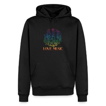 J’aime la musique - Sweat à capuche Premium bio Homme - noir - Devant - Nico (187cm)