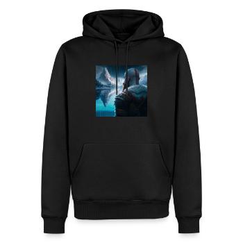 kratos devant les montagnes - Sweat à capuche Premium bio Homme - noir - Devant - Nico (187cm)