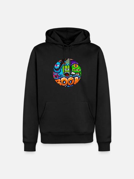 Grafitti Monster Boom - Männer Premium Bio Hoodie - Schwarz