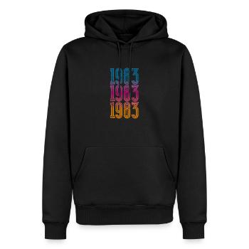 Millésime 1983 - Sweat à capuche Premium bio Homme - noir - Devant - Nico (187cm)