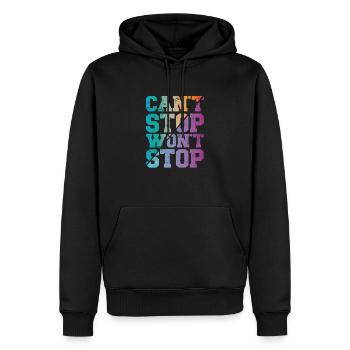 Can't Stop won't Stop - Men’s Premium Organic Hoodie - black - Front - Nico (187cm)