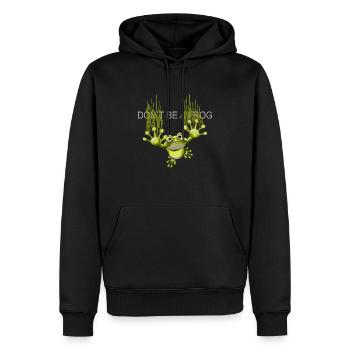 Frosch - Männer Premium Bio Hoodie - Schwarz - Vorne - Nico (187cm)