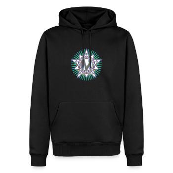 Étoiles avec la lettre M. Votre parole - votre pensée - Sweat à capuche Premium bio Homme - noir - Devant - Nico (187cm)