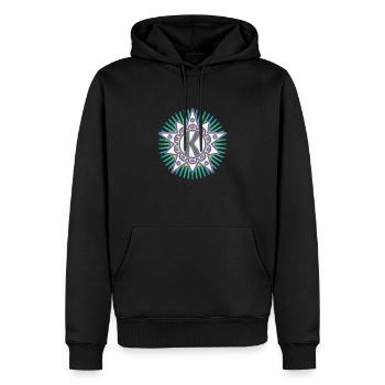 Sterne mit Buchstabe K . Dein Wort - Dein Gedanke - Männer Premium Bio Hoodie - Schwarz - Vorne - Nico (187cm)
