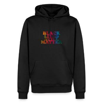 La vie des Noirs compte toujours - Sweat à capuche Premium bio Homme - noir - Devant - Nico (187cm)