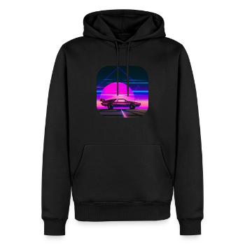 Retour aux années 80 | Synthwave - Sweat à capuche Premium bio Homme - noir - Devant - Nico (187cm)