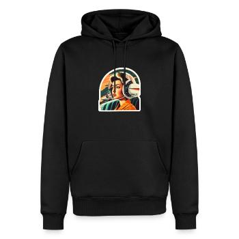 Retro Futuristic Woman 3 - Men’s Premium Organic Hoodie - black - Front - Nico (187cm)