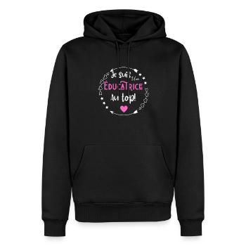 Je suis une éducatrice au top - Sweat à capuche Premium bio Homme - noir - Devant - Nico (187cm)