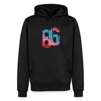 Millésime 1986 - Sweat à capuche Premium bio Homme - noir - Devant - Nico (187cm)