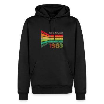 Millésime 1983 - Sweat à capuche Premium bio Homme - noir - Devant - Nico (187cm)