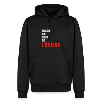 Houston wir haben die Lösung - Männer Premium Bio Hoodie - Schwarz - Vorne - Nico (187cm)