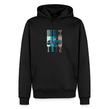 Millésime 1972 - Sweat à capuche Premium bio Homme - noir - Devant - Nico (187cm)