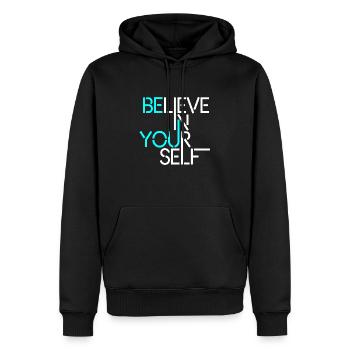 Croyez en vous - Sweat à capuche Premium bio Homme - noir - Devant - Nico (187cm)
