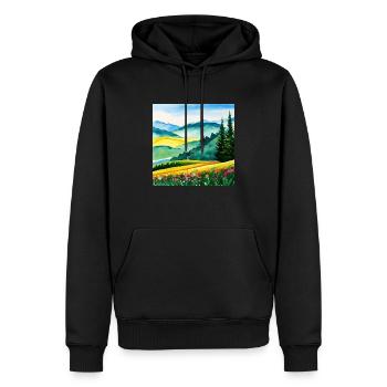 Landschaft mit Berge - Männer Premium Bio Hoodie - Schwarz - Vorne - Nico (187cm)
