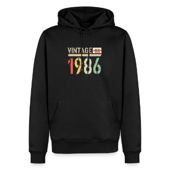 Vintage-Kassette 1986 - Männer Premium Bio Hoodie - Schwarz - Vorne - Nico (187cm)