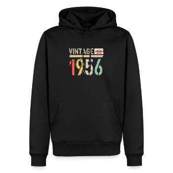 Cassette vintage 1956 - Sweat à capuche Premium bio Homme - noir - Devant - Nico (187cm)