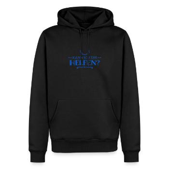 Brauchst du Unterstützung? - Männer Premium Bio Hoodie - Schwarz - Vorne - Nico (187cm)