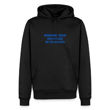 ich bin ein früher Vogel - Männer Premium Bio Hoodie - Schwarz - Vorne - Nico (187cm)