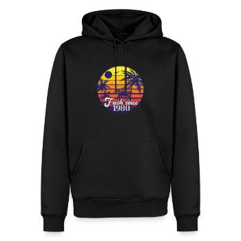 Fresh since 1980 - Männer Premium Bio Hoodie - Schwarz - Vorne - Nico (187cm)