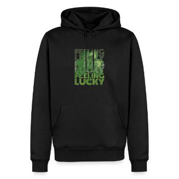 Feeling Lucky St. Patricks Day Kleeblatt - Männer Premium Bio Hoodie - Schwarz - Vorne - Nico (187cm)