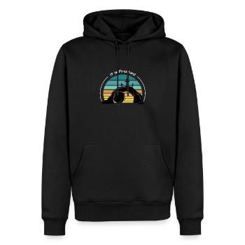 Es ist fertig - Männer Premium Bio Hoodie - Schwarz - Vorne - Nico (187cm)