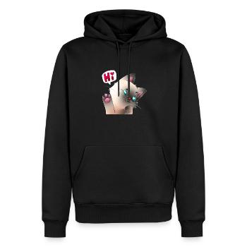 Câlin bonjour chat - Sweat à capuche Premium bio Homme - noir - Devant - Nico (187cm)
