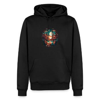 Camping am See vor Bergen Nachts - Männer Premium Bio Hoodie - Schwarz - Vorne - Nico (187cm)