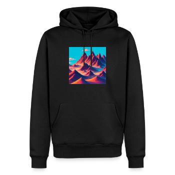 Les sommets des montagnes au soleil - Sweat à capuche Premium bio Homme - noir - Devant - Nico (187cm)