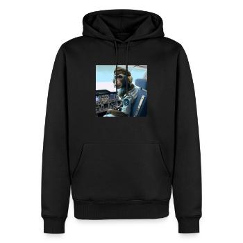 Affe als Pilot V1 - Männer Premium Bio Hoodie - Schwarz - Vorne - Nico (187cm)