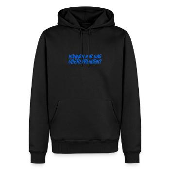 lass uns auf den Punkt kommen - Männer Premium Bio Hoodie - Schwarz - Vorne - Nico (187cm)