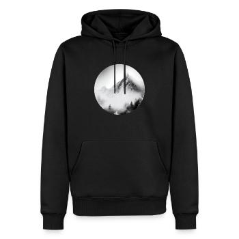 Brouillard de montagne - Sweat à capuche Premium bio Homme - noir - Devant - Nico (187cm)