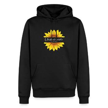 Conception chrétienne de tournesol Je suis inébranlable Psaume - Sweat à capuche Premium bio Homme - noir - Devant - Nico (187cm)