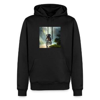 Elephant on bike - Men’s Premium Organic Hoodie - black - Front - Nico (187cm)