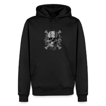 Tête de mort zentangle - Sweat à capuche Premium bio Homme - noir - Devant - Nico (187cm)