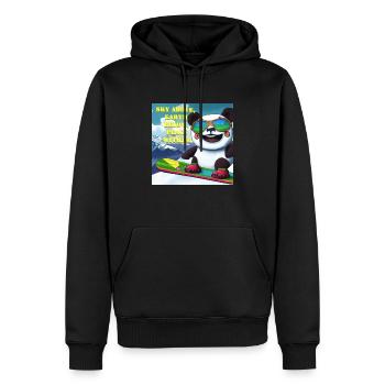 Panda auf Snowboard Variante 1 Text - Männer Premium Bio Hoodie - Schwarz - Vorne - Nico (187cm)