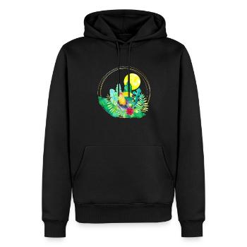 L’été avec le toucan - Sweat à capuche Premium bio Homme - noir - Devant - Nico (187cm)