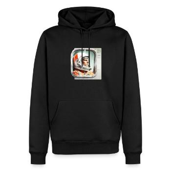 Retro Flash No42 - Männer Premium Bio Hoodie - Schwarz - Vorne - Nico (187cm)