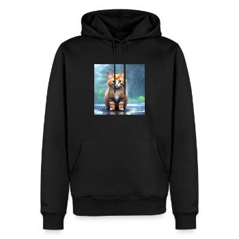 Chaton sous la pluie - Sweat à capuche Premium bio Homme - noir - Devant - Nico (187cm)