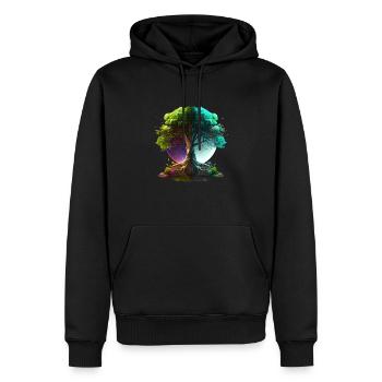 The multi-coloured tree of life, symbol of nature - Men’s Premium Organic Hoodie - black - Front - Nico (187cm)