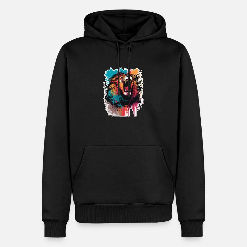 Löwe - Männer Premium Bio Hoodie - Schwarz
