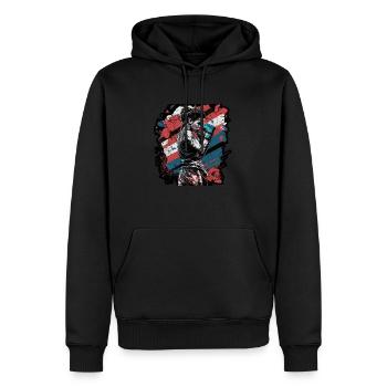 Fighter - Men’s Premium Organic Hoodie - black - Front - Nico (187cm)