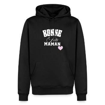 Bonne fête des mères - Sweat à capuche Premium bio Homme - noir - Devant - Nico (187cm)
