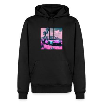AVENTADOR VAPORWAVE, moderne Kunst mit Neon Farben - Männer Premium Bio Hoodie - Schwarz - Vorne - Nico (187cm)
