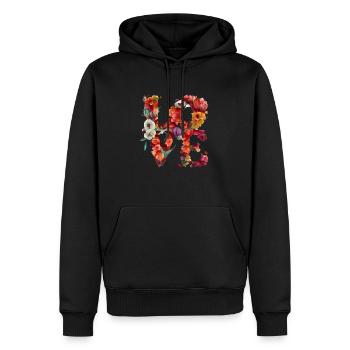Liebe - Männer Premium Bio Hoodie - Schwarz - Vorne - Nico (187cm)