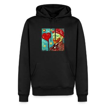 Van gogh amour - Sweat à capuche Premium bio Homme - noir - Devant - Nico (187cm)