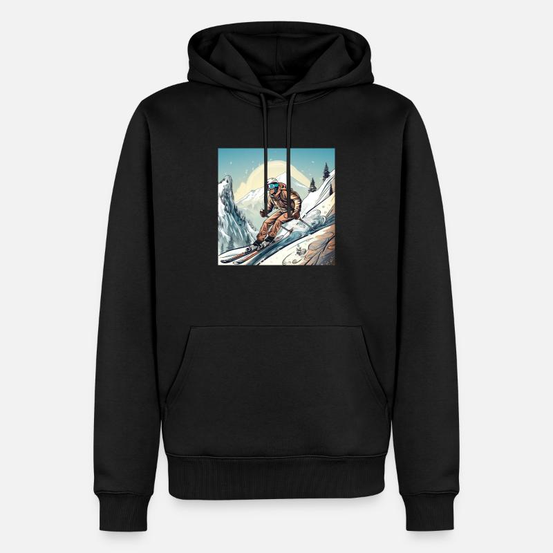 FOX0610 SKI - Männer Premium Bio Hoodie - Schwarz