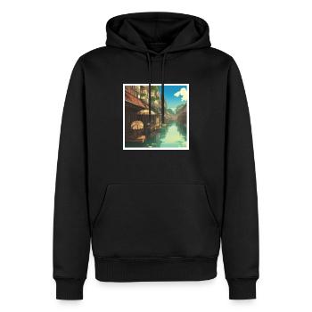 Schwimmender Markt in Asien - Männer Premium Bio Hoodie - Schwarz - Vorne - Nico (187cm)