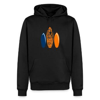 Das Leben ist ein Strand, genießen Sie die Fahrt orange und königsblau - Männer Premium Bio Hoodie - Schwarz - Vorne - Nico (187cm)